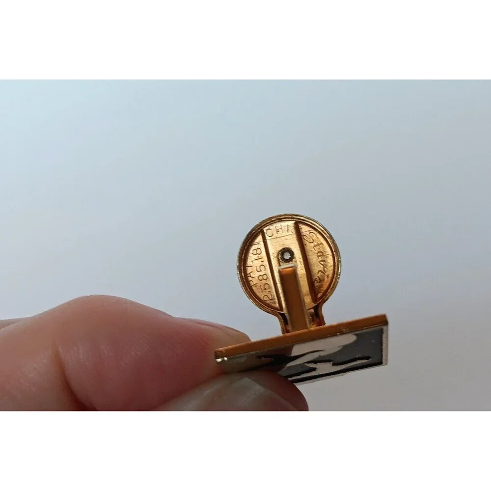 Vintage Solvar Goldtone & Black Enamel Duck Cufflinks for Non-French Cuff Shirt